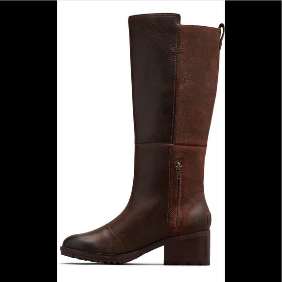 💗Sorel cate tall waterproof leather boot cushioned foodbed size 5 new - Picture 3 of 14